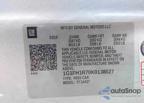 2019 Chevrolet Camaro 2Ss from USA, damaged, VIN 1G1FH1R70K0138027